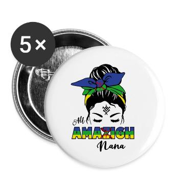 ALL AMAZIGH NANA - FEMME KABYLE - Lot de 5 petits badges (25 mm) - blanc - Devant