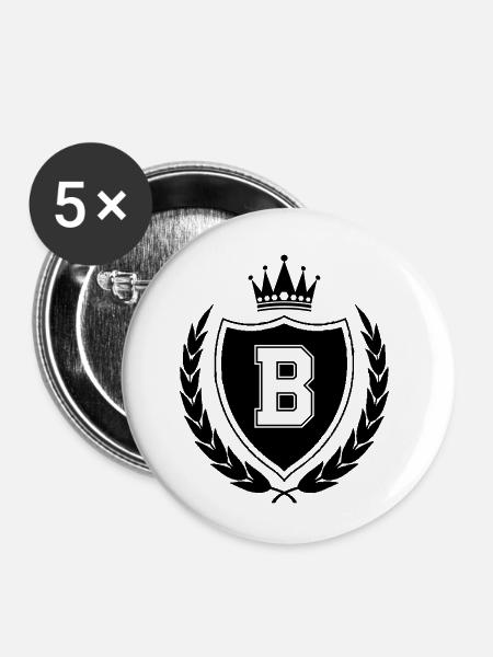 wappen B Krone - Buttons klein 25 mm (5er Pack) - Weiß