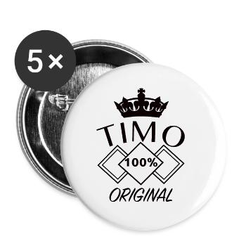 Timo Name First Name Birthday - Buttons small 1''/25 mm (5-pack) - white - Front