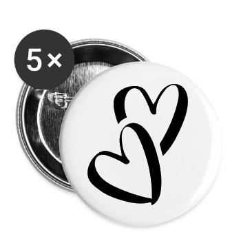 Coeur Petits coeurs Deux coeurs amoureux Pocket - Lot de 5 petits badges (25 mm) - blanc - Devant