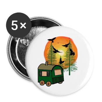 Kleine Hütte Haus Bauwagen Naturliebhaber Freiheit - Buttons klein 25 mm (5er Pack) - Weiß - Vorne