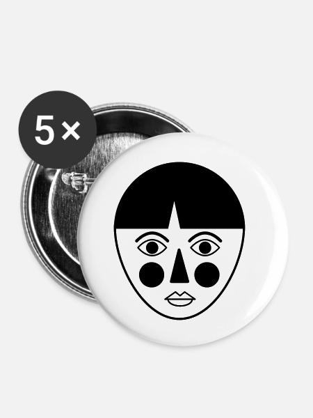 face - Buttons klein 25 mm (5er Pack) - Weiß