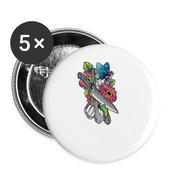 Koch I Gewürze Küche Kochmütze Köchin Motiv für - Buttons klein 25 mm (5er Pack) - Weiß - Vorne