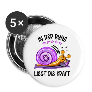 Witzige Schneckensprüche Faullenzer Bettchiller - Buttons klein 25 mm (5er Pack) - Weiß - Vorne