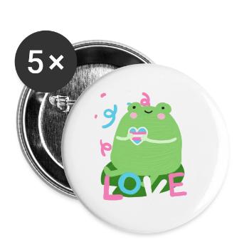 Süßer Frosch mit trans pride Flaggen Farben - Buttons klein 25 mm (5er Pack) - Weiß - Vorne