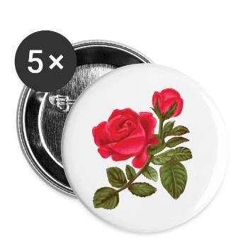 Rose Watercolor hand-painted - Buttons small 1''/25 mm (5-pack) - white - Front