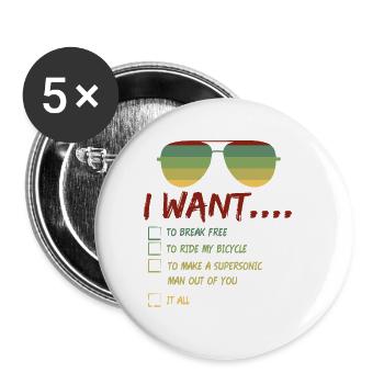 I Want To Break Free Sunglasses Summer - Buttons small 1''/25 mm (5-pack) - white - Front