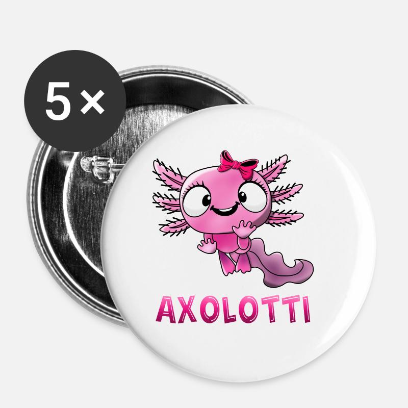 Axolotti Axolotl Girl - Buttons small 1''/25 mm (5-pack) - white