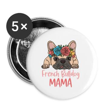 FRENCHIE MAMA - Buttons klein 25 mm (5er Pack) - Weiß - Vorne