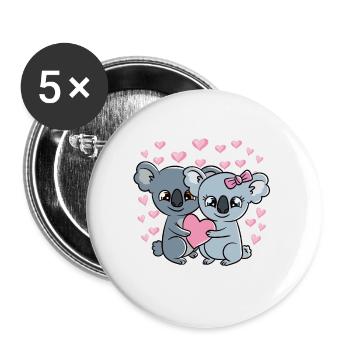 Valentine's Day Couple Koalas Sweet Koalas - Buttons small 1''/25 mm (5-pack) - white - Front