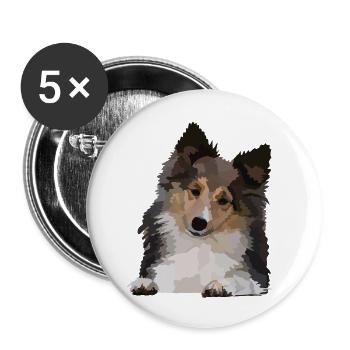 Dani, le Sheltie - Lot de 5 petits badges (25 mm) - blanc - Devant