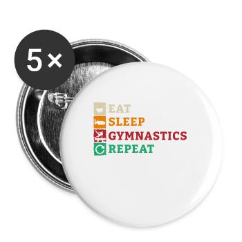 Gymnastik Turnen Akrobatik Geräteturnen Sport - Buttons klein 25 mm (5er Pack) - Weiß - Vorne