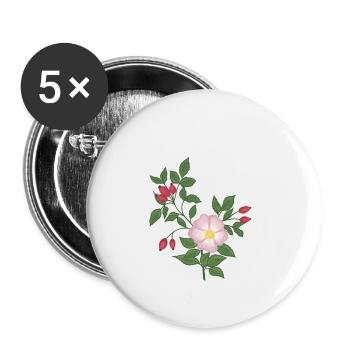 Rose sauvage et cynorrhodons - Lot de 5 petits badges (25 mm) - blanc - Devant