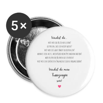 Trauzeugin fragen Geschenk - Buttons klein 25 mm (5er Pack) - Weiß - Vorne