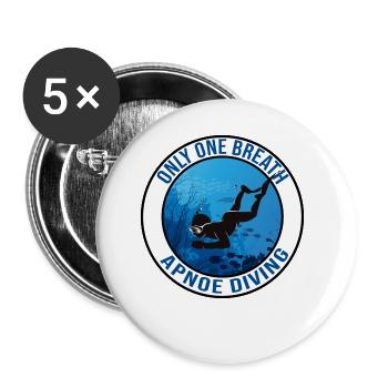 apnoe one breath apnoetauchen apnoe freediving - Buttons klein 25 mm (5er Pack) - Weiß - Vorne