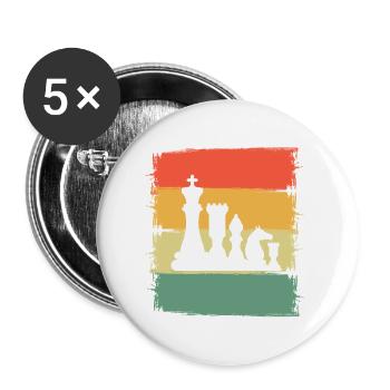 Schach - Buttons klein 25 mm (5er Pack) - Weiß - Vorne