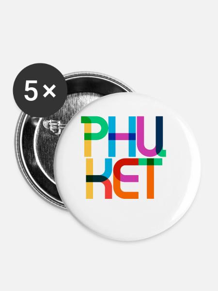 Phuket Thailand Pop Art Briefe - Buttons klein 25 mm (5er Pack) - Weiß