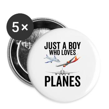 Juste un garçon qui aime les avions - Lot de 5 petits badges (25 mm) - blanc - Devant