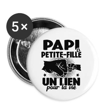 Cadeau Papi Et Petite-fille Un Lien Pour La Vie - Lot de 5 petits badges (25 mm) - blanc - Devant