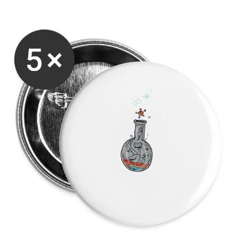 Chimie I Tube à essai Microscope de laboratoire - Lot de 5 petits badges (25 mm) - blanc - Devant