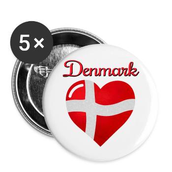 Drapeau du Danemark - Lot de 5 petits badges (25 mm) - blanc - Devant