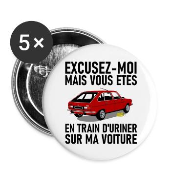 URINER - Lot de 5 petits badges (25 mm) - blanc - Devant