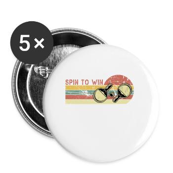 Spin pour gagner. Tennis de table, Ping Pong - Lot de 5 petits badges (25 mm) - blanc - Devant