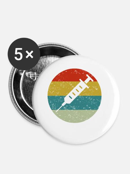 Impfstoffe Jahrgang - Buttons klein 25 mm (5er Pack) - Weiß