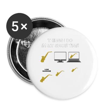 Saxophon - Buttons klein 25 mm (5er Pack) - Weiß - Vorne