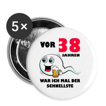 38. Geburtstag lustig 38.Ehrentag 38. Jubiläum - Buttons klein 25 mm (5er Pack) - Weiß - Vorne