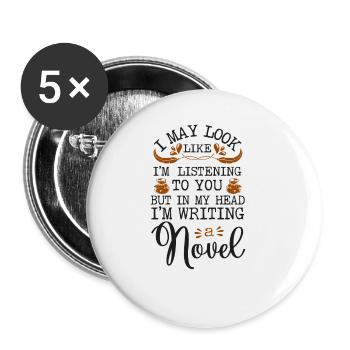 Writing Novel Writer & Published - Buttons small 1''/25 mm (5-pack) - white - Front
