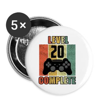 20 Geburtstag 20 Jahre Geschenk lustig 20 Jubiläum - Buttons klein 25 mm (5er Pack) - Weiß - Vorne