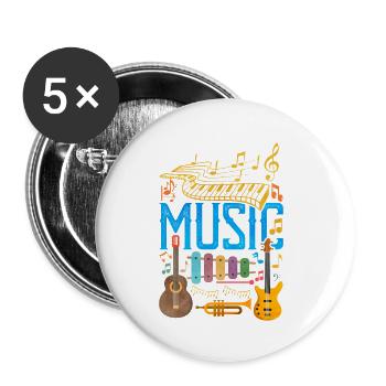 Colorful Music Instrument Collage | Musik Love - Buttons klein 25 mm (5er Pack) - Weiß - Vorne
