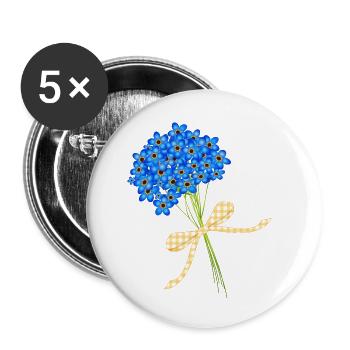 bouquets délicats oubliez-moi-pas - Lot de 5 petits badges (25 mm) - blanc - Devant