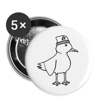 Möwe Anarchie – Freche maritim Hipster Küstenkunst - Buttons klein 25 mm (5er Pack) - Weiß - Vorne