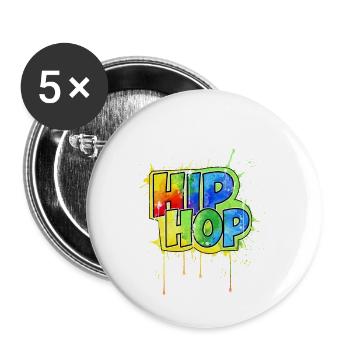 hip hop - Buttons small 1''/25 mm (5-pack) - white - Front