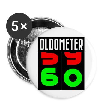 Oldometer 60th Birthday - Buttons small 1''/25 mm (5-pack) - white - Front