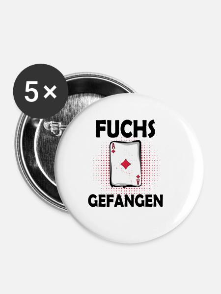 Doppelkopf - Buttons klein 25 mm (5er Pack) - Weiß