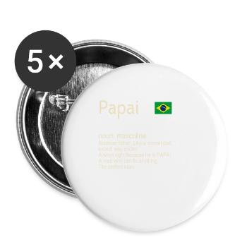 Papai Brazilian Father Dictionary Definition - Buttons small 1''/25 mm (5-pack) - white - Front