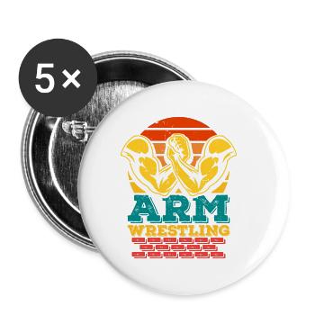 Armwrestling-fan - Lot de 5 petits badges (25 mm) - blanc - Devant