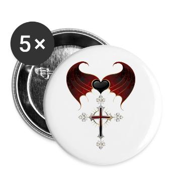Gothic Cross Wing I Gothic Cross Pendant - Buttons small 1''/25 mm (5-pack) - white - Front