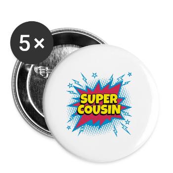 Super Cousin super héro supercousin - Lot de 5 petits badges (25 mm) - blanc - Devant