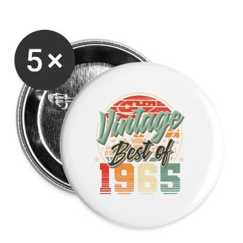 1965 Année de naissance Vintage anniversaire - Lot de 5 petits badges (25 mm) - blanc - Devant