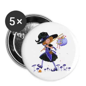 Hexe - Buttons klein 25 mm (5er Pack) - Weiß - Vorne