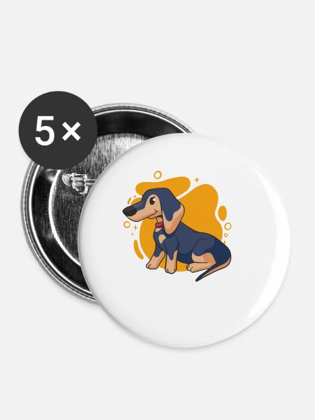 dachshund - Buttons klein 25 mm (5er Pack) - Weiß