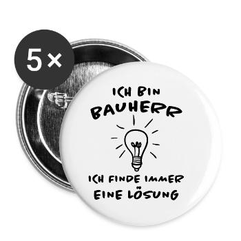 Bauherr Hausbau Lustiger Spruch Richtfest Geschenk - Buttons klein 25 mm (5er Pack) - Weiß - Vorne