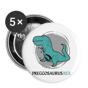 Preggosaurus rex - Lot de 5 petits badges (25 mm) - blanc - Devant