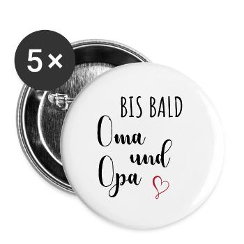 Oma und Opa - Buttons klein 25 mm (5er Pack) - Weiß - Vorne