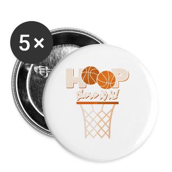 Panier de basket-ball - Lot de 5 petits badges (25 mm) - blanc - Devant