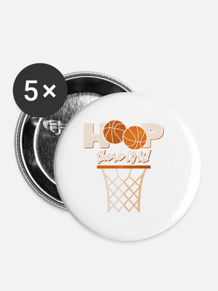 Basketballkorb - Buttons klein 25 mm (5er Pack) - Weiß